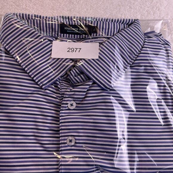 Southern Marsh Mens Performance Golf Polo Shirt Purple Stripe Size XL - Picture 7 of 7